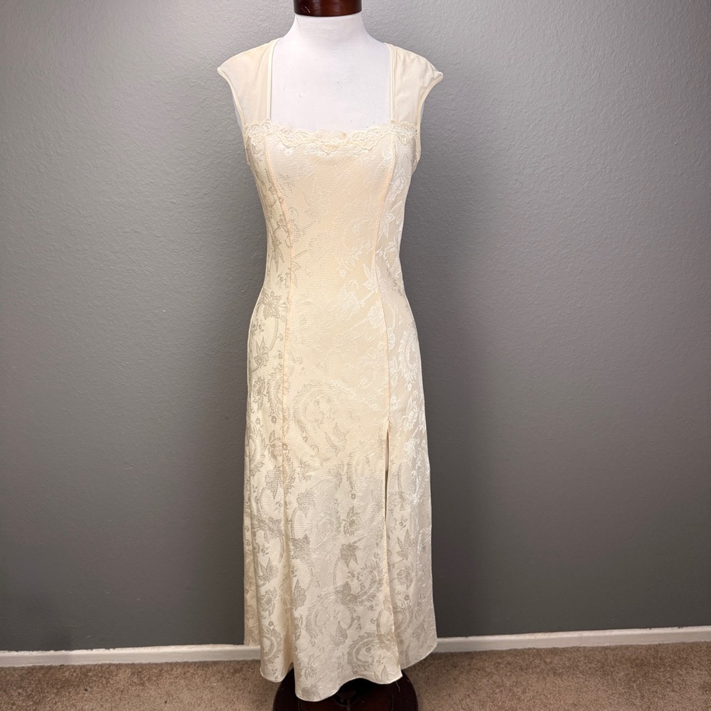 Vintage Victoria's Secret Gold Label jacquard bridal nightgown slip dress Sz M - Picture 2 of 9